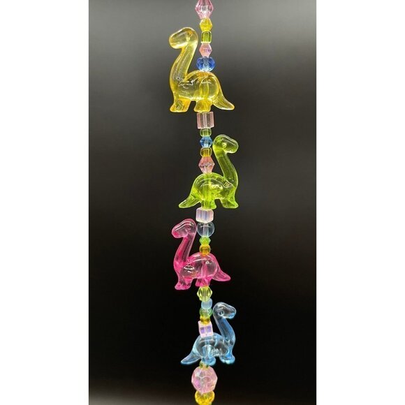 Dinosaur Beaded Suncatcher  - Pastel - Yellow Crystal Prism - Hanging Decor - Picture 9 of 13